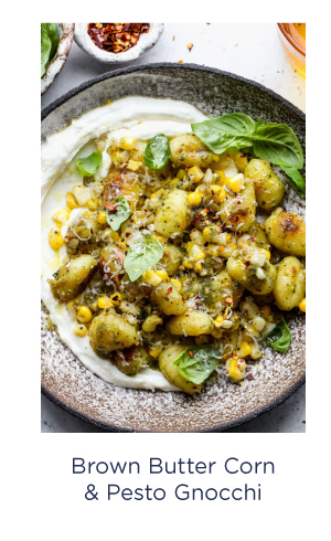 Brown Butter Corn and Pesto Gnocchi