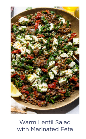 Warm Lentil Salad with Marinated Feta