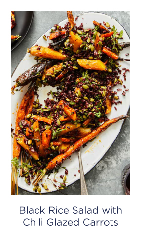 Italian Black Rice Salad with Chili-Glazed Carrots