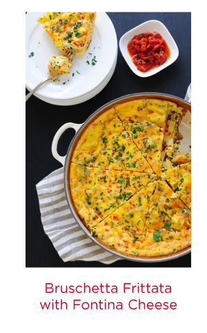 Roasted Pepper Bruschetta Frittata with Fontina Cheese