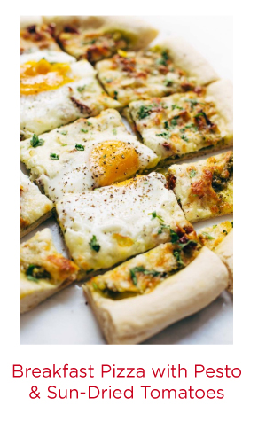 Breakfast Pizza with Kale Pesto and Sun-Dried Tomatoes