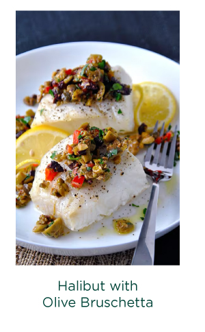 Halibut With Olive Bruschetta