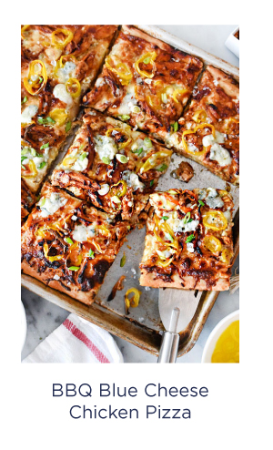 Sheet Pan BBQ Blue Cheese Chicken Pizza